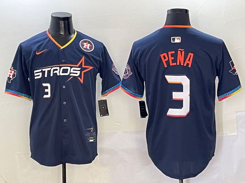 Men Houston Astros #3 Pena Dark Blue Fourth generation Joint Name Nike 2025 MLB Jersey style 5